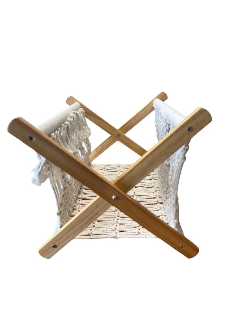 Macrame Magazine Holder Rack Boho Storage Standing Rack Book Newspaper Decor - Picture 7 of 14